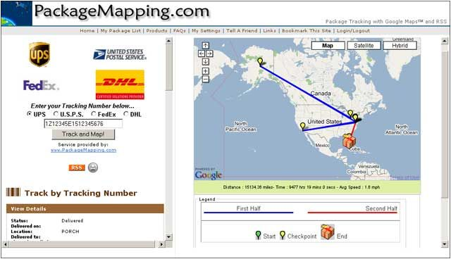 Tracking system for FedEx, UPS, USPS parcels with plotting on the Google  maps