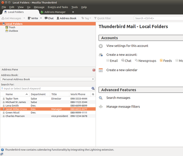 Custom Address Sidebar Thunderbird向けアドオン