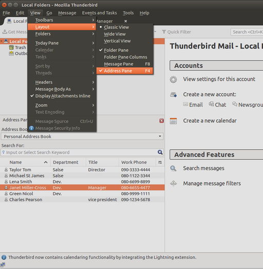 Custom Address Sidebar Thunderbird向けアドオン