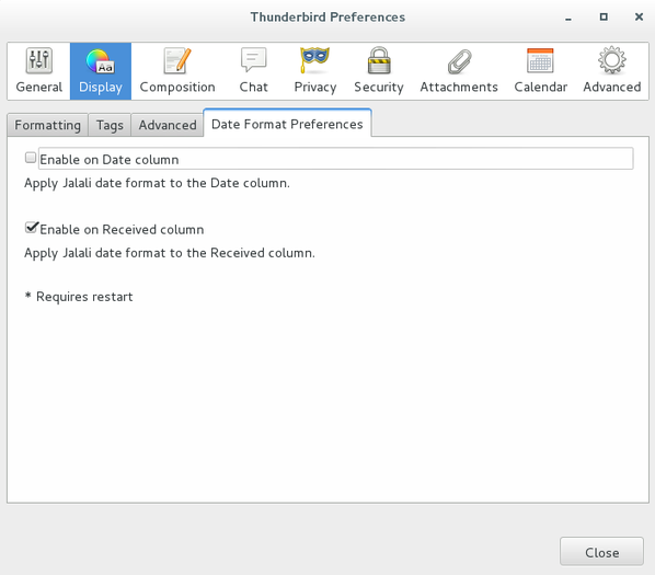 Jalali Date Format :: Add-ons for Thunderbird