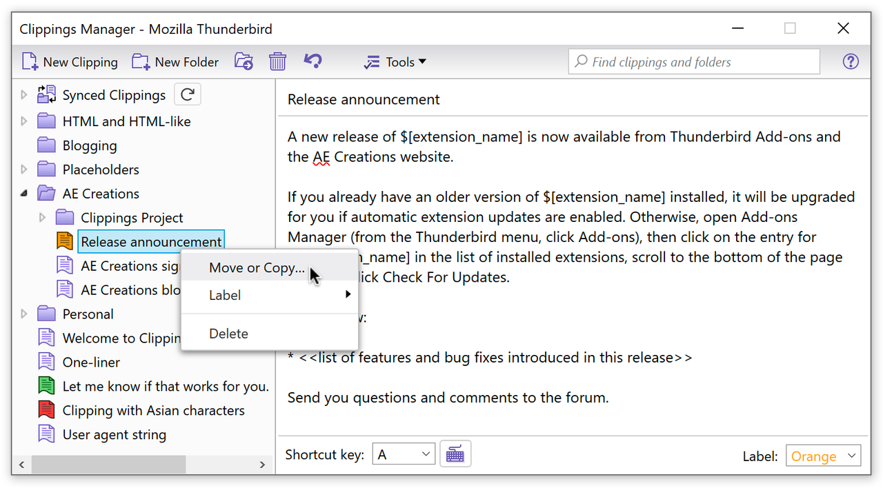 Clippings for Thunderbird :: Add-ons for Thunderbird