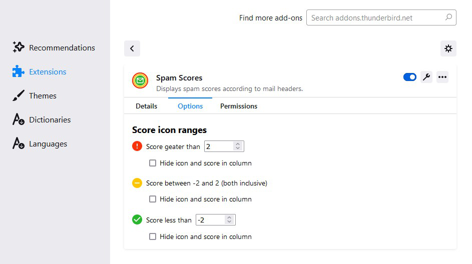 Spam Scores :: Add-ons for Thunderbird