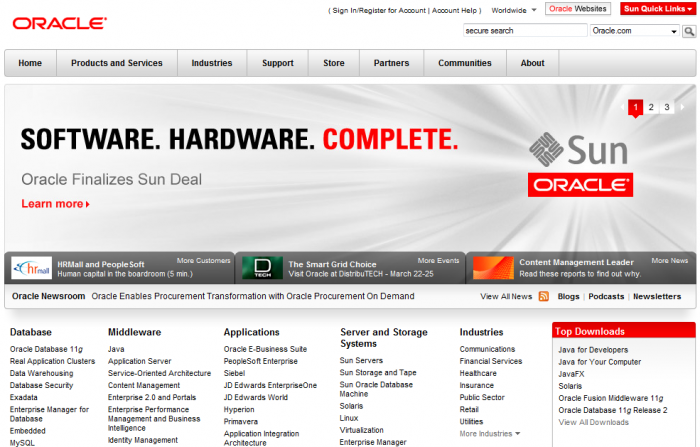 Oracle website