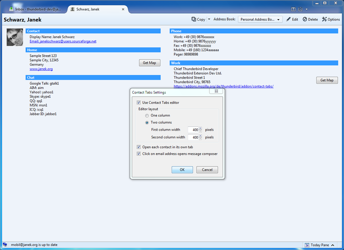 contact tabs thunderbird 向けアドオン